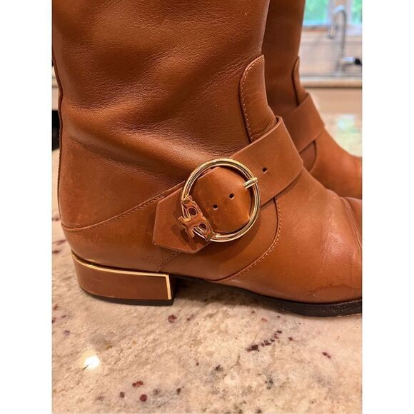 Tory Burch Sofia Brown Leather Riding Boots sz 7-1/2 - Picture 3 of 9